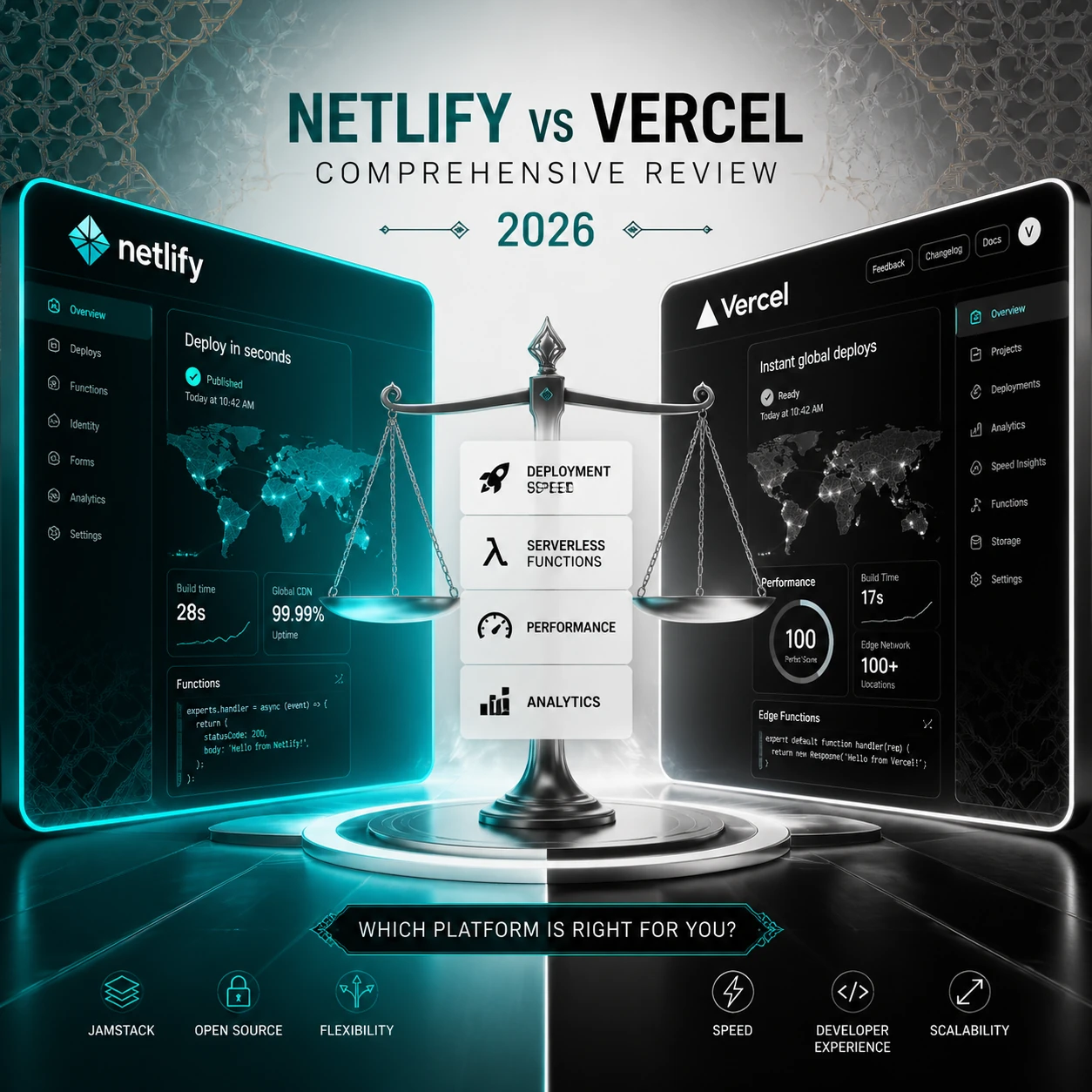 Netlify vs Vercel: مقایسه جامع ۲۰۲۶