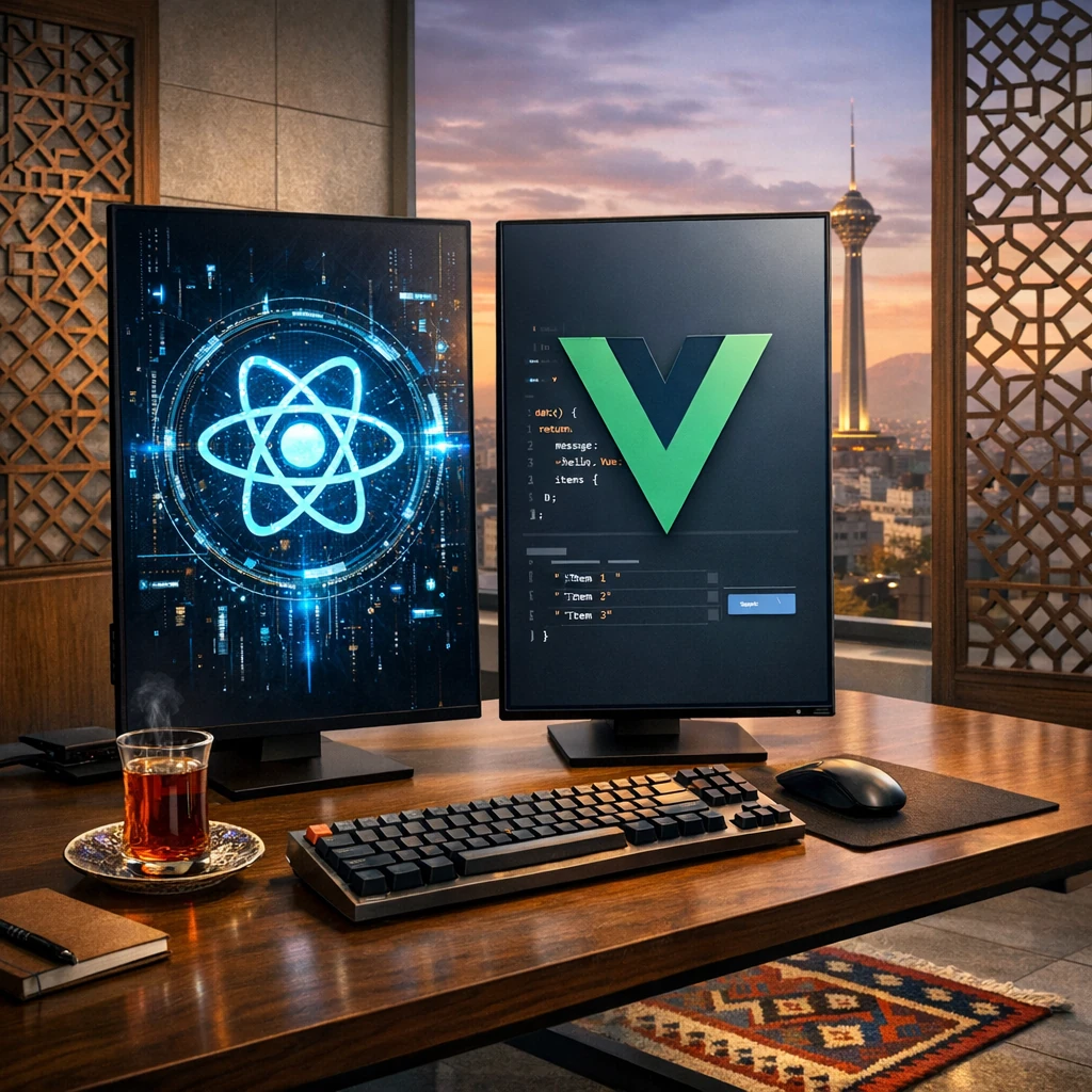 مقایسه React و Vue در ۲۰۲۶: کدام بهتر است؟